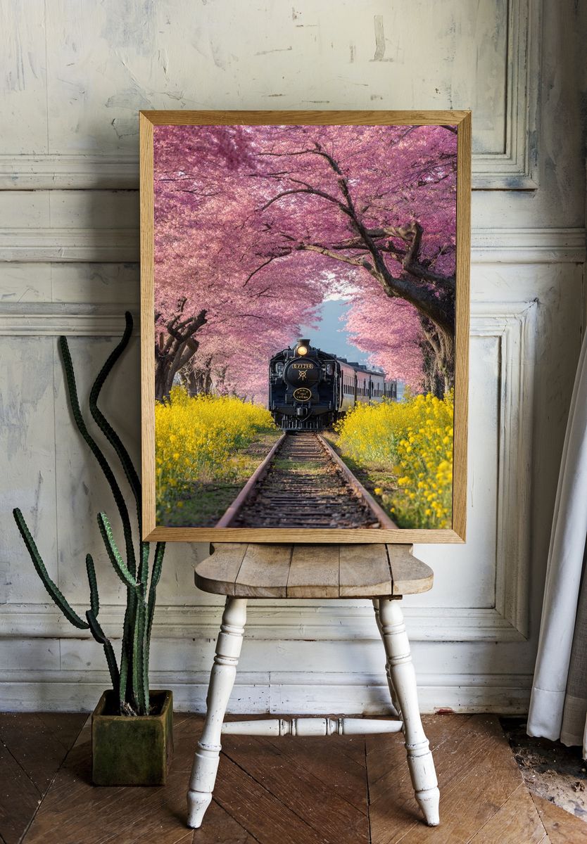 Cherry Blossom Train — Photography Print. — room view 1