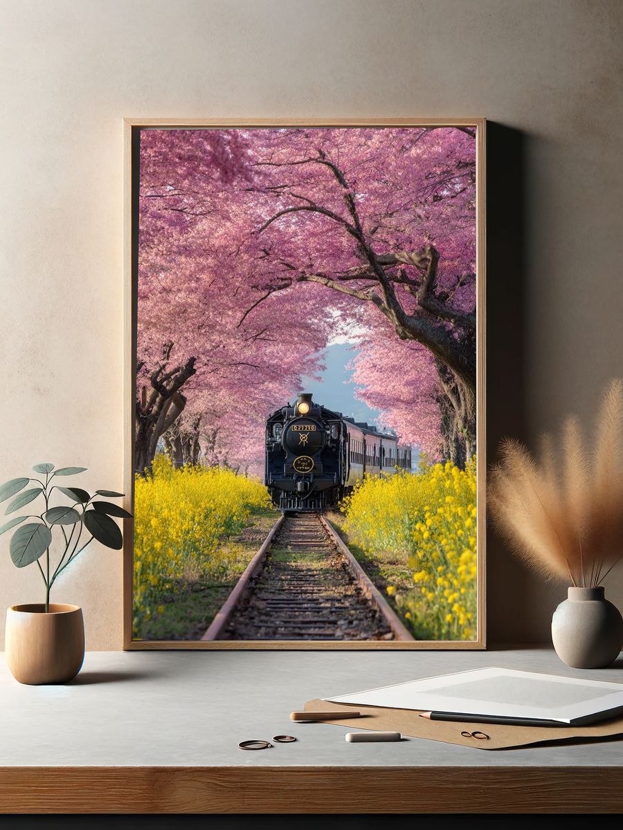 Cherry Blossom Train — Photography Print. — room view 2