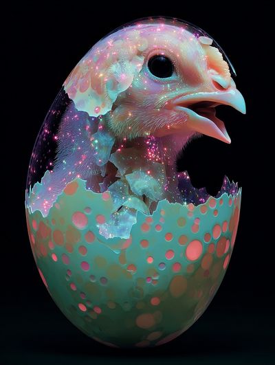Cosmic Chick Hatching — Digital Art Print. poster print
