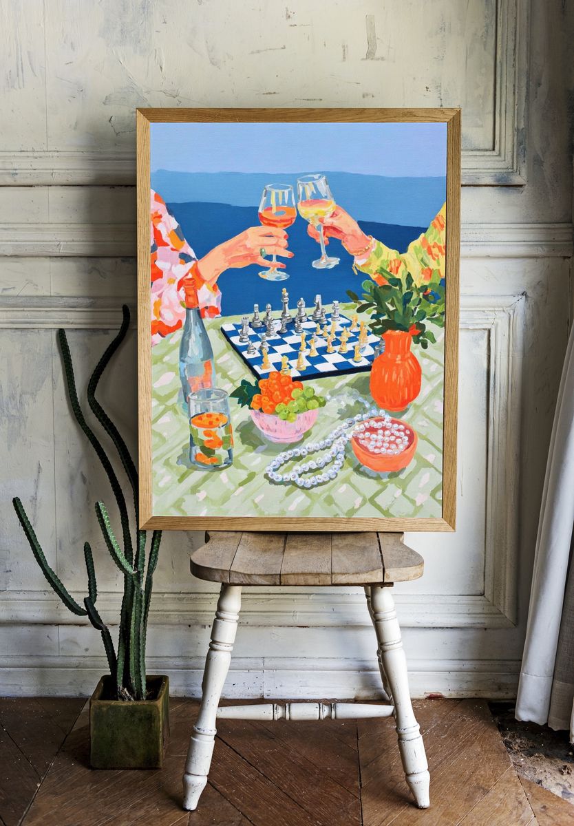 Cheers and Chess — Colorful Print. — room view 1