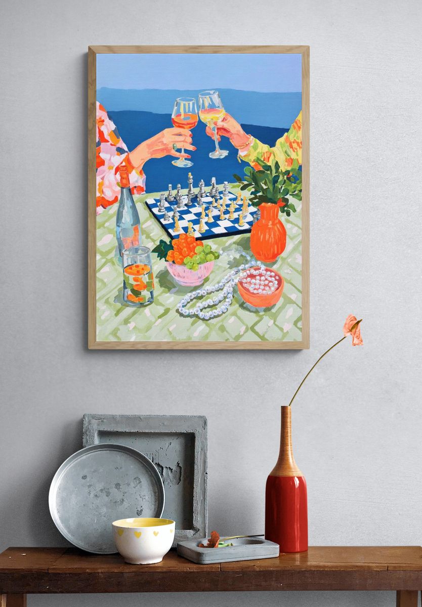 Cheers and Chess — Colorful Print. — room view 3
