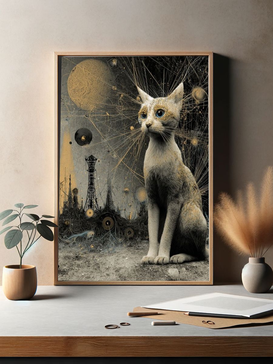Cosmic Cat — Digital Art Print. — room view 2