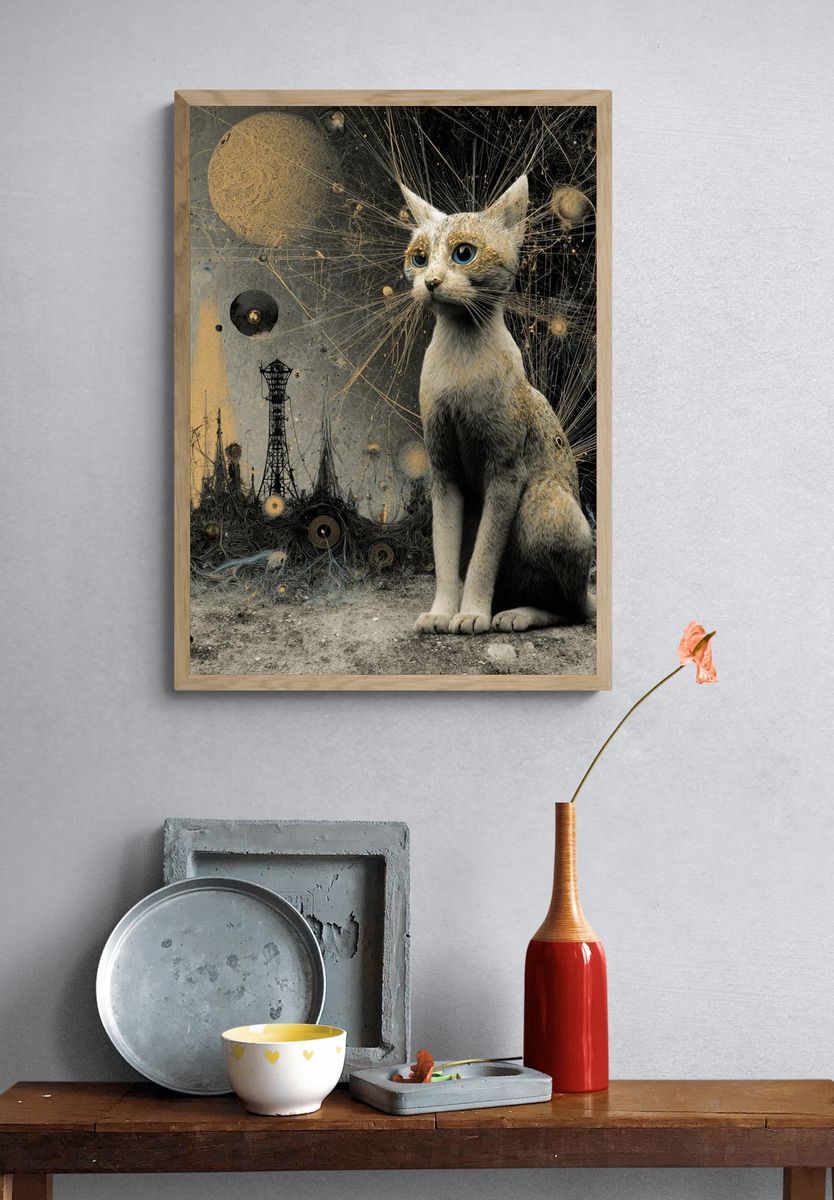 Cosmic Cat — Digital Art Print. — room view 3