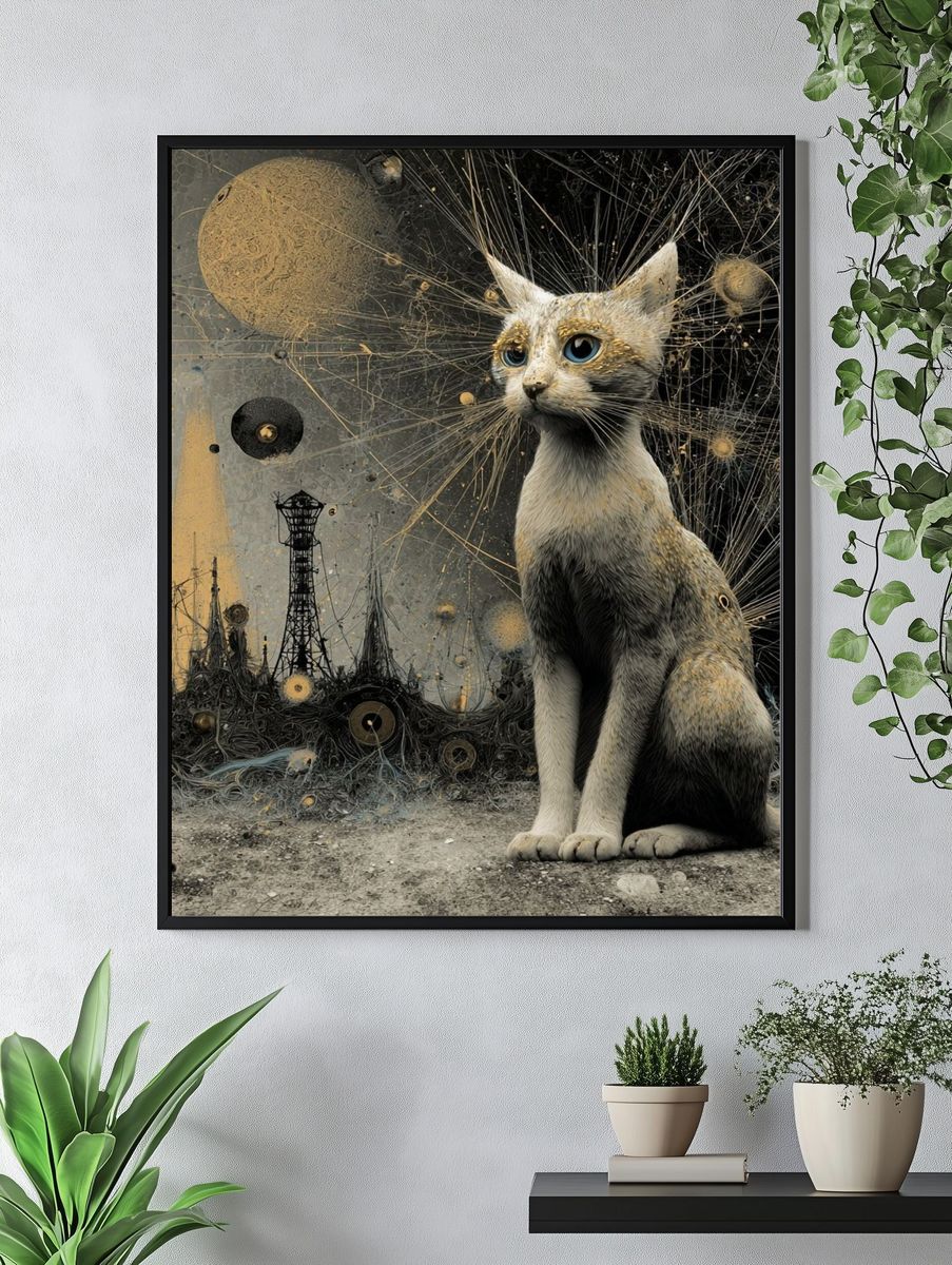 Cosmic Cat — Digital Art Print. — room view 4