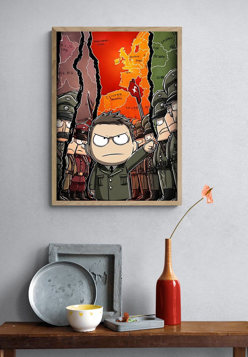 Cartoon Dictator — Illustration Print. — room view 3