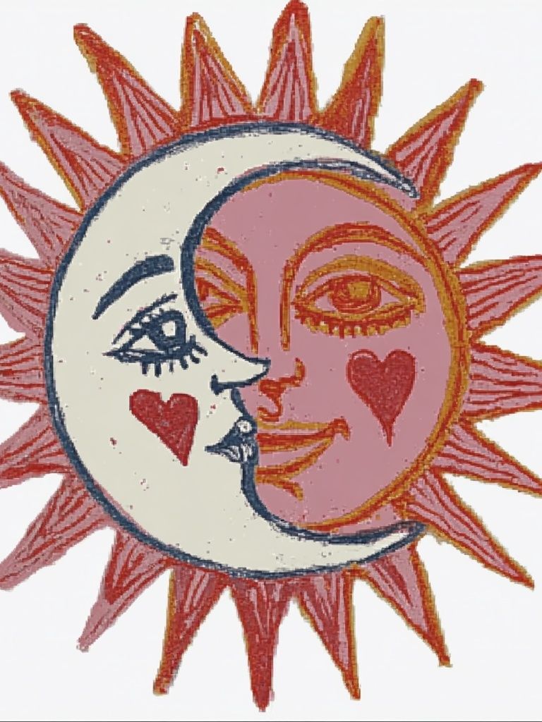 Celestial Sun and Moon Print. poster — illustration art