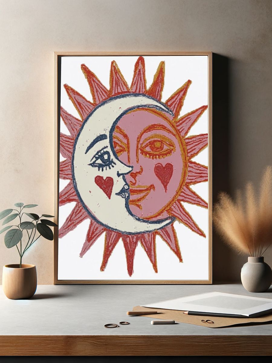 Celestial Sun and Moon Print. — room view 2