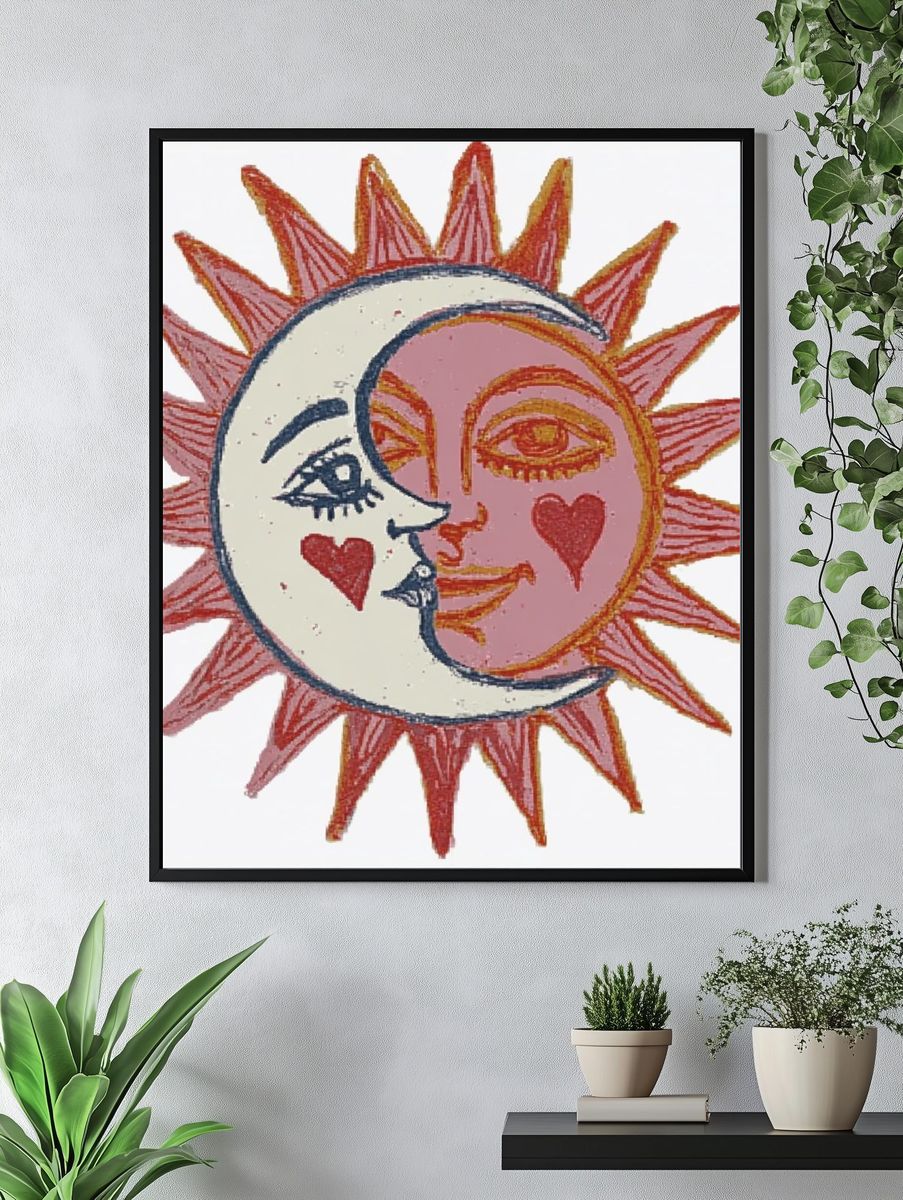 Celestial Sun and Moon Print. — room view 4
