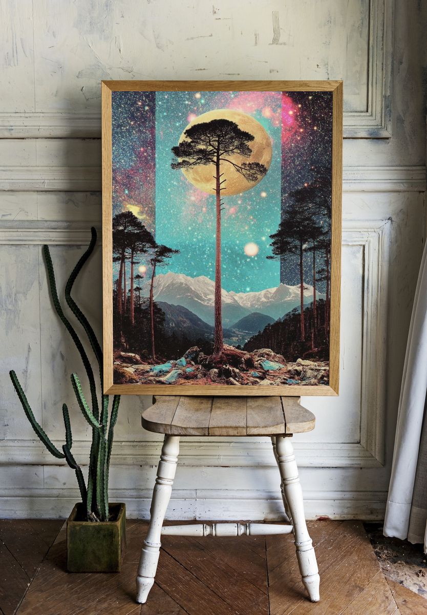 Cosmic Forest — Surrealism Print. — room view 1