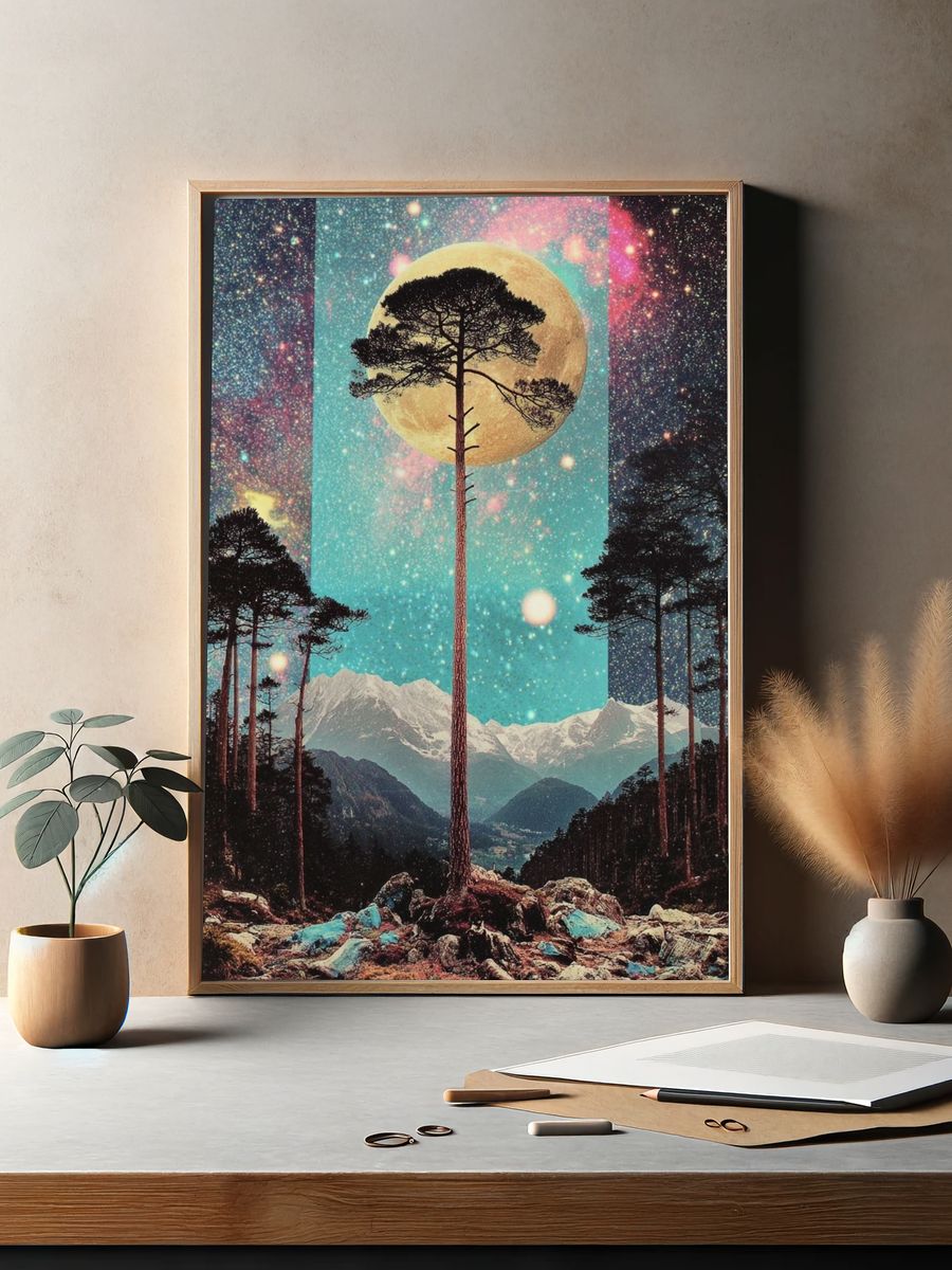 Cosmic Forest — Surrealism Print. — room view 2