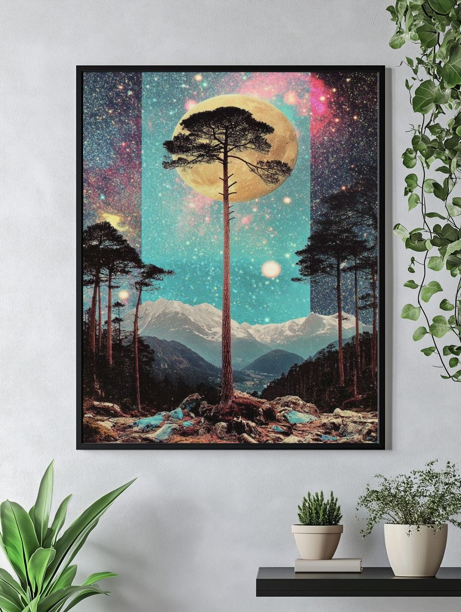 Cosmic Forest — Surrealism Print. — room view 4