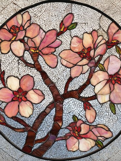 Cherry Blossom Stained Glass Poster. poster print