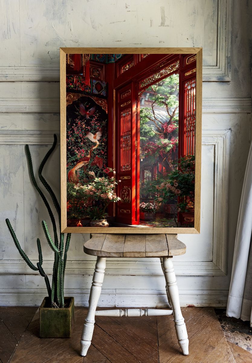 Chinese Garden View — Fine Art Print. — room view 1