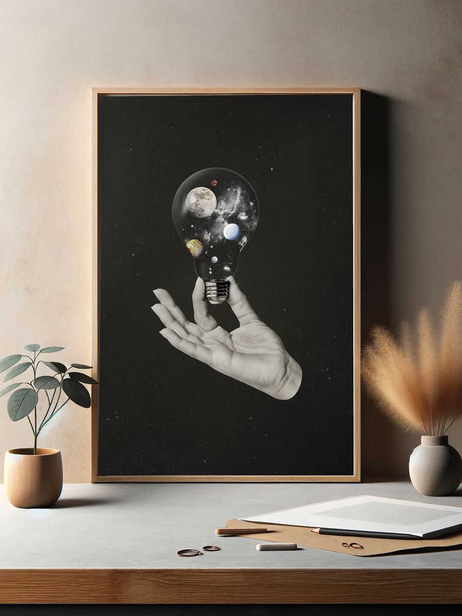 Cosmic Lightbulb — Surrealism Print. — room view 2