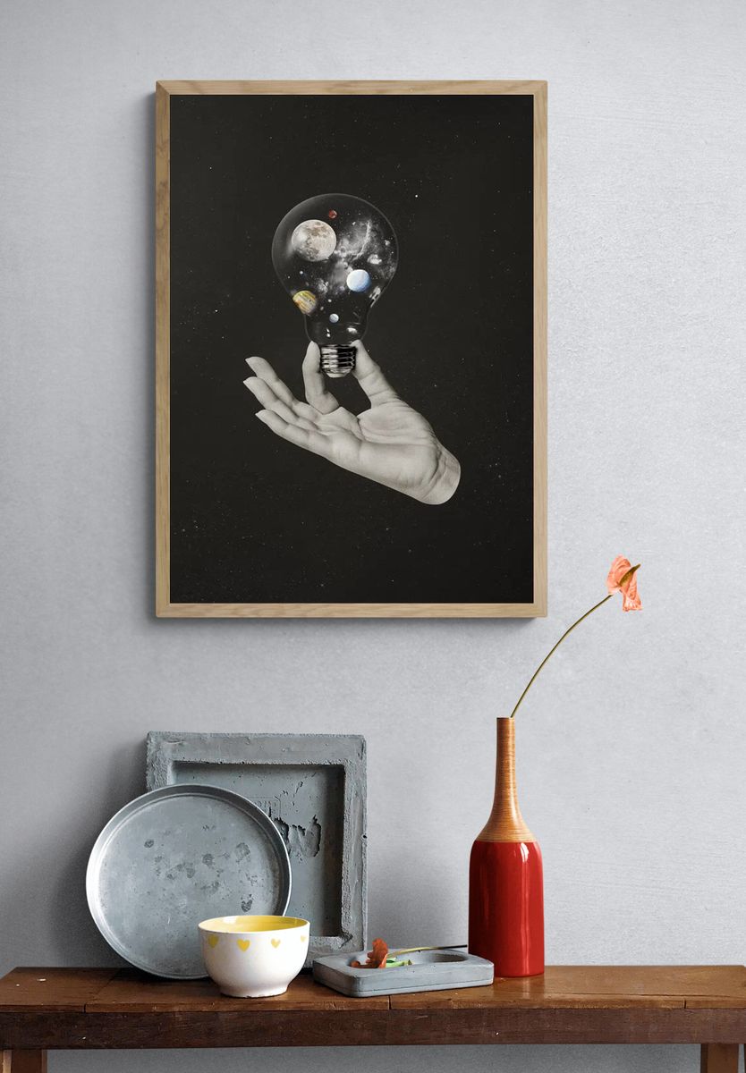 Cosmic Lightbulb — Surrealism Print. — room view 3