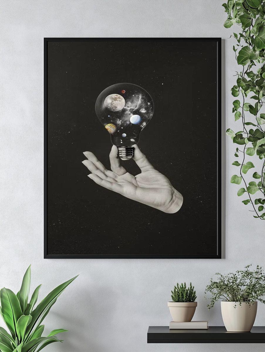 Cosmic Lightbulb — Surrealism Print. — room view 4