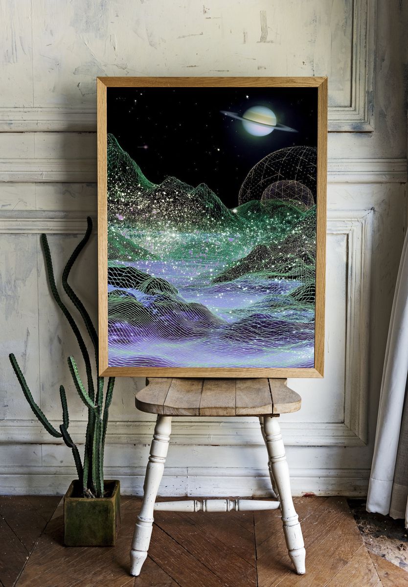 Cosmic Landscape — Digital Art Print. — room view 1