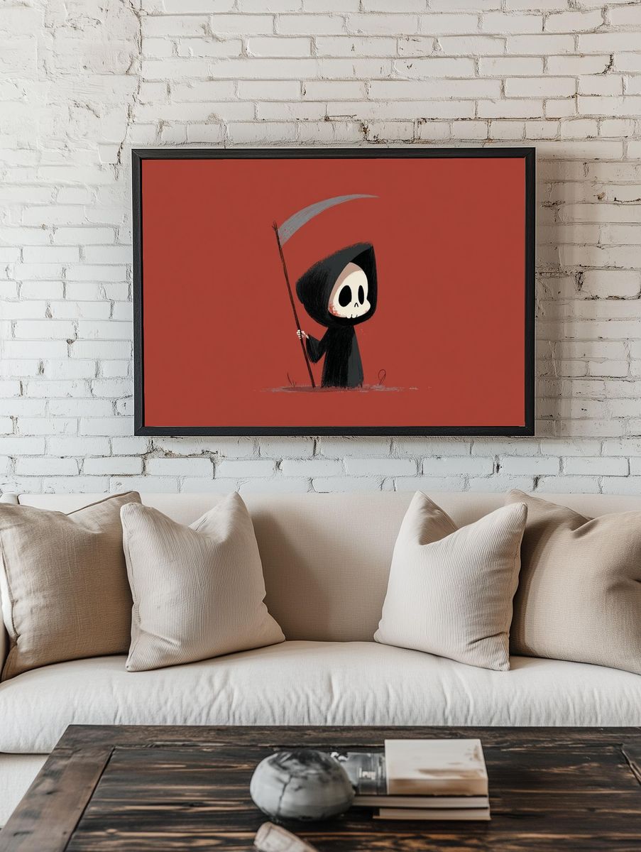 Cute Grim Reaper — Illustration Print. — room view 1