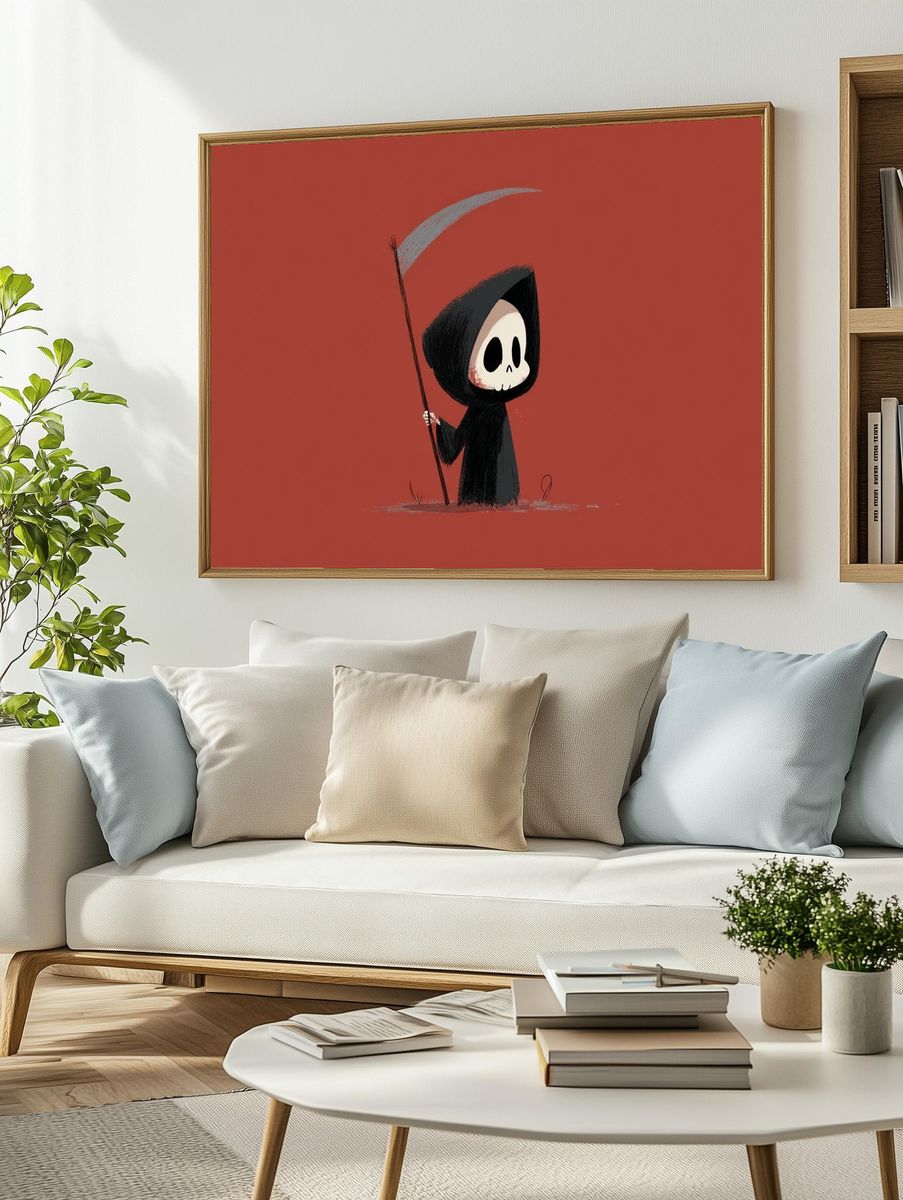Cute Grim Reaper — Illustration Print. — room view 2
