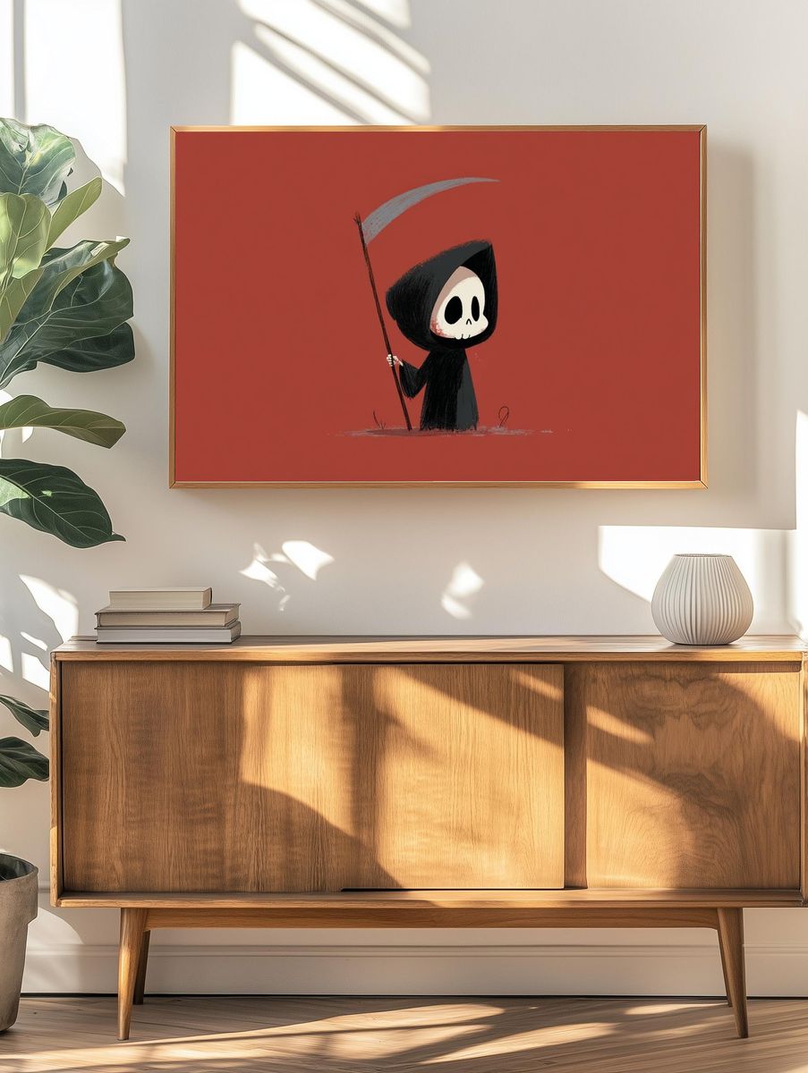 Cute Grim Reaper — Illustration Print. — room view 3