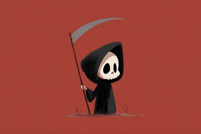 Cute Grim Reaper — Illustration Print. poster print