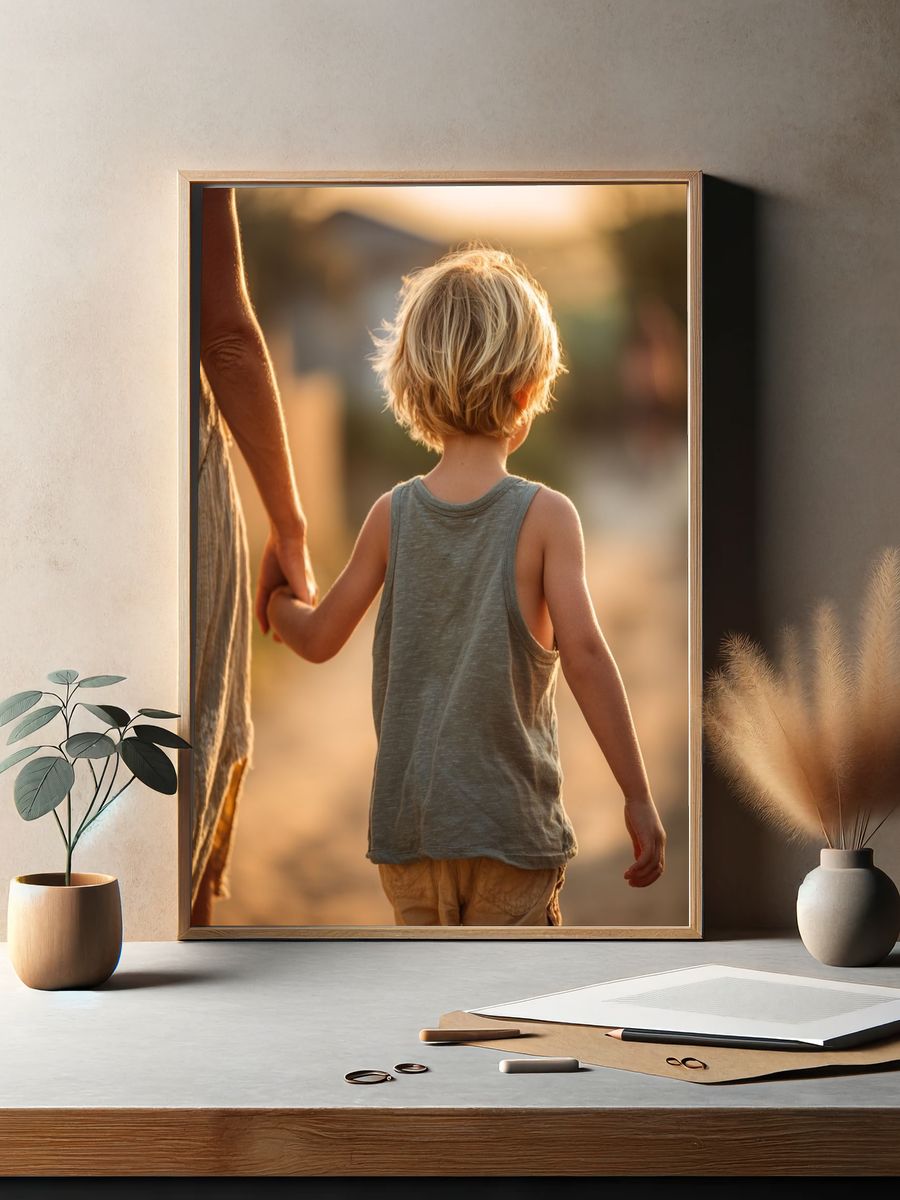 Child Holding Hand — Photography Print. — room view 2