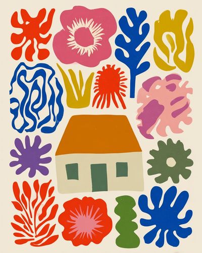 Colorful House and Flora Poster. poster print