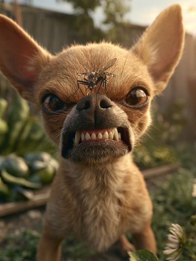 Chihuahua with Mosquito Digital Art Poster. poster