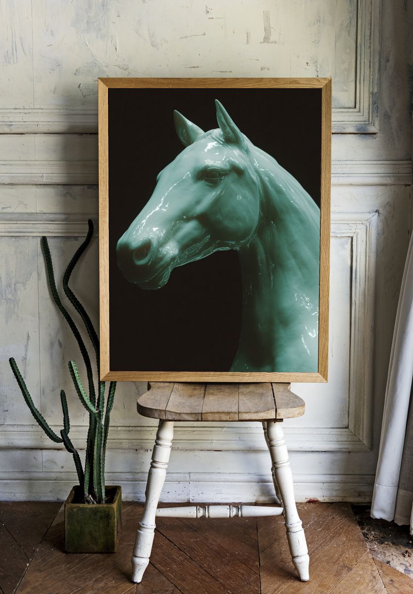Ceramic Horse Head — Fine Art Print. — room view 1