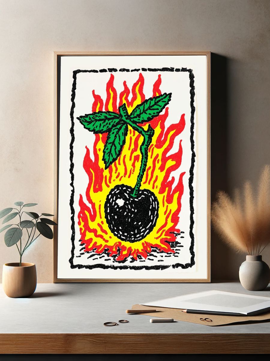 Cherry on Fire — Illustration Print. — room view 2
