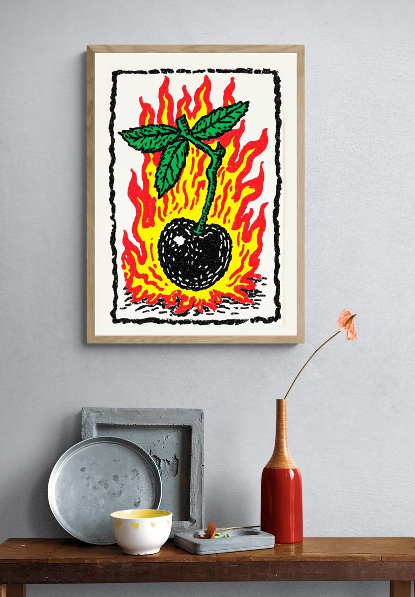 Cherry on Fire — Illustration Print. — room view 3