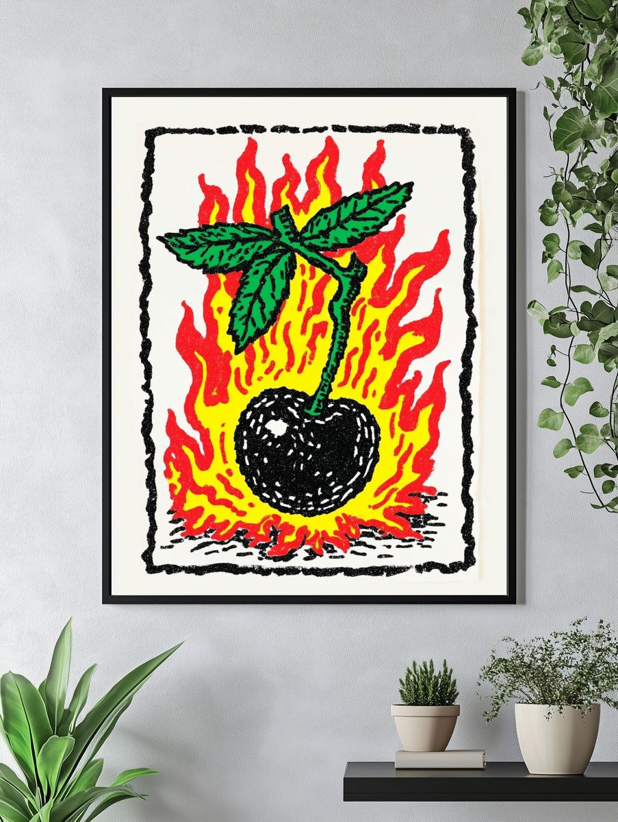 Cherry on Fire — Illustration Print. — room view 4