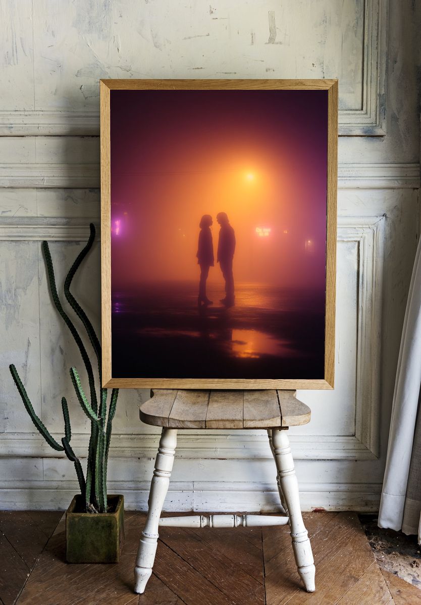 Couple in Fog — Fine Art Print. — room view 1