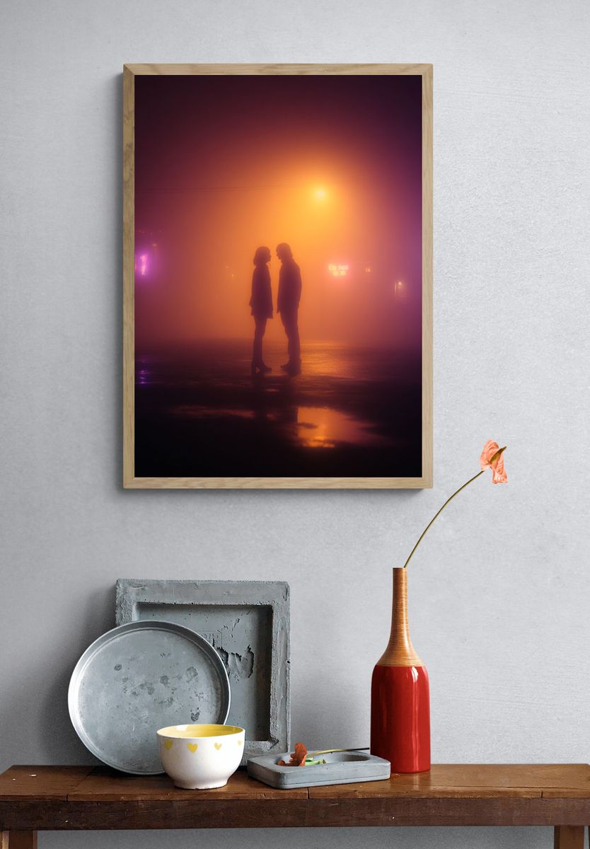 Couple in Fog — Fine Art Print. — room view 3