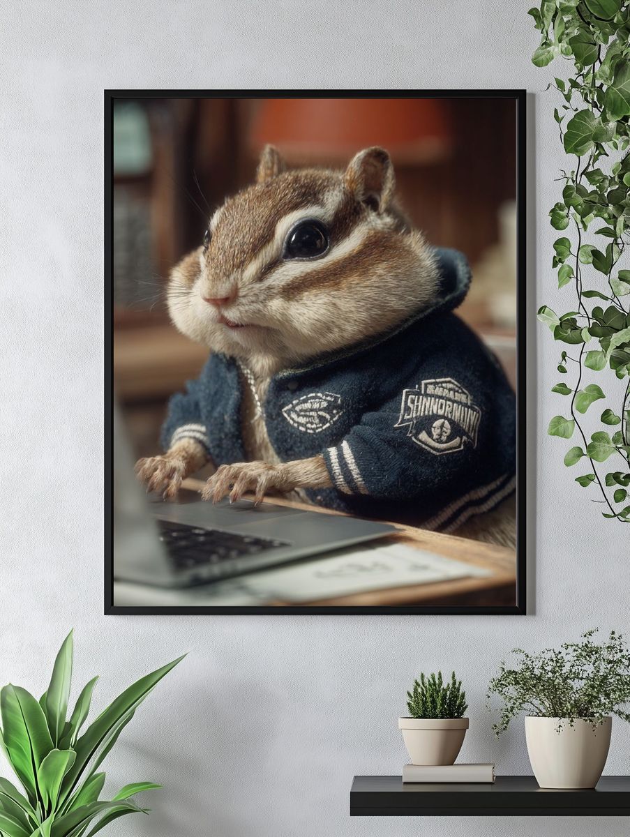 Charming Chipmunk in Jacket — Animal Print. — room view 4