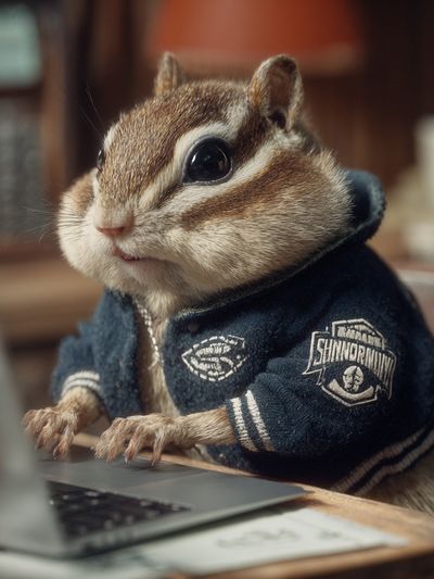 Charming Chipmunk in Jacket — Animal Print. poster print