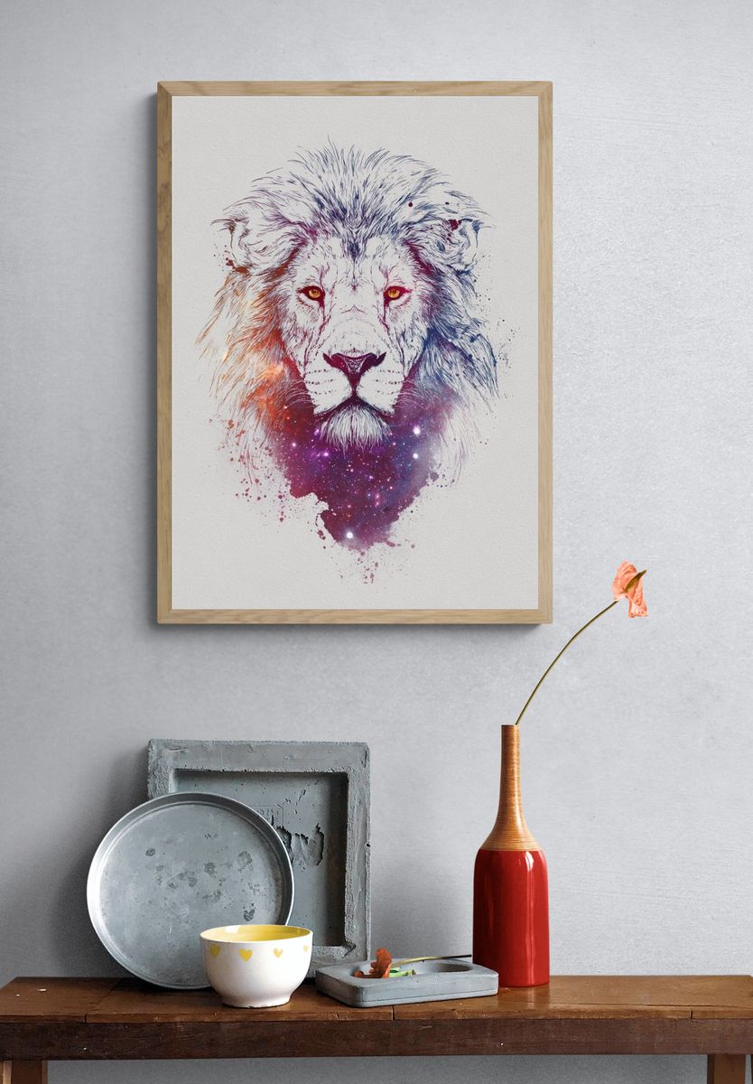 Cosmic Lion Illustration Poster. — room view 3