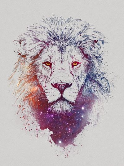 Cosmic Lion Illustration Poster. poster print