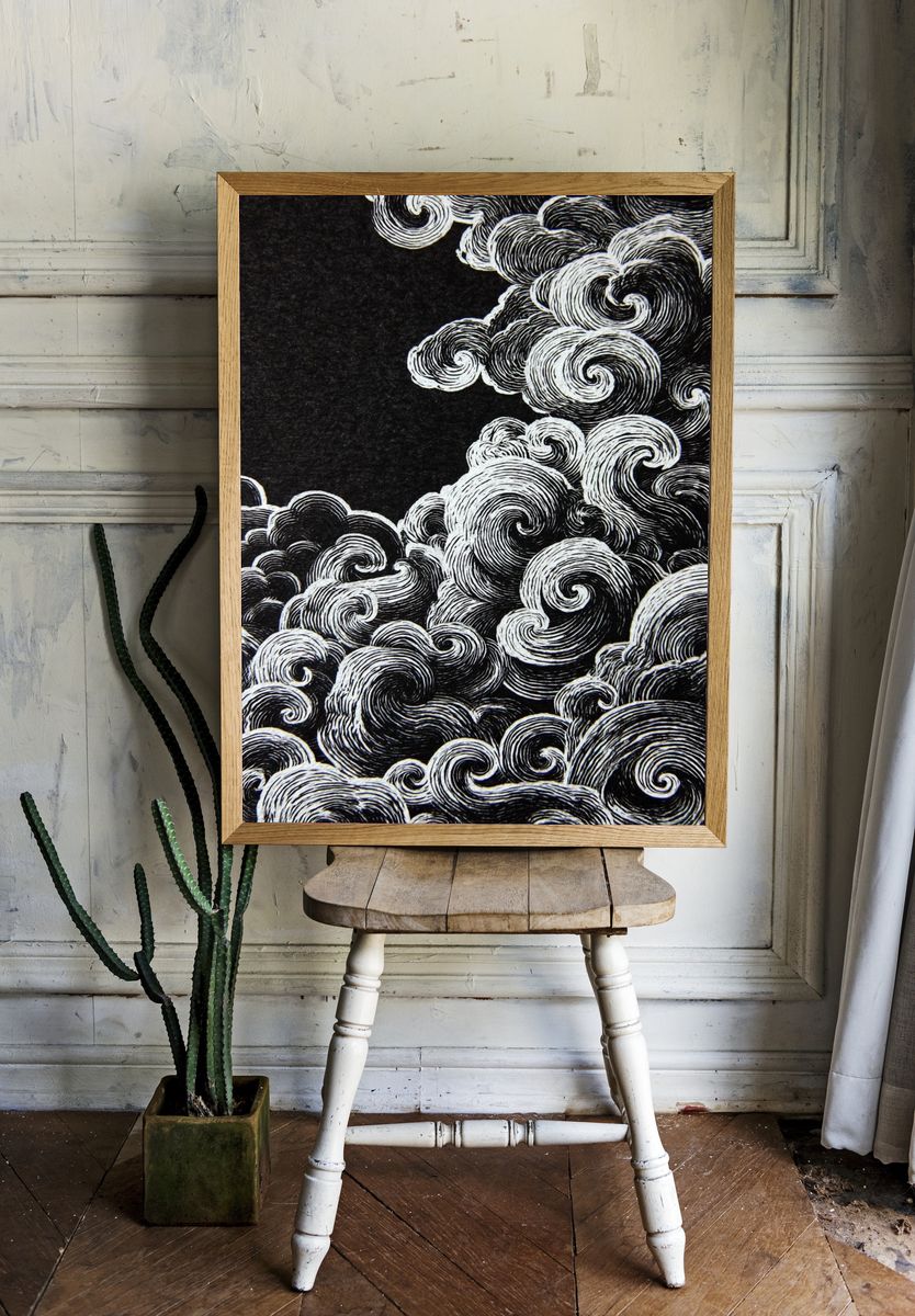 Swirling Clouds — Illustration Print. — room view 1
