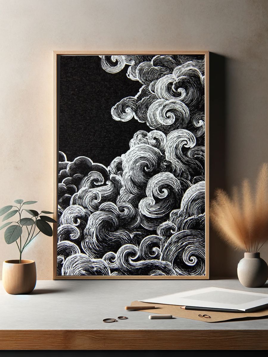 Swirling Clouds — Illustration Print. — room view 2