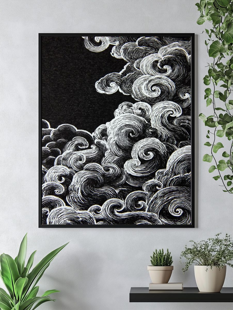 Swirling Clouds — Illustration Print. — room view 4