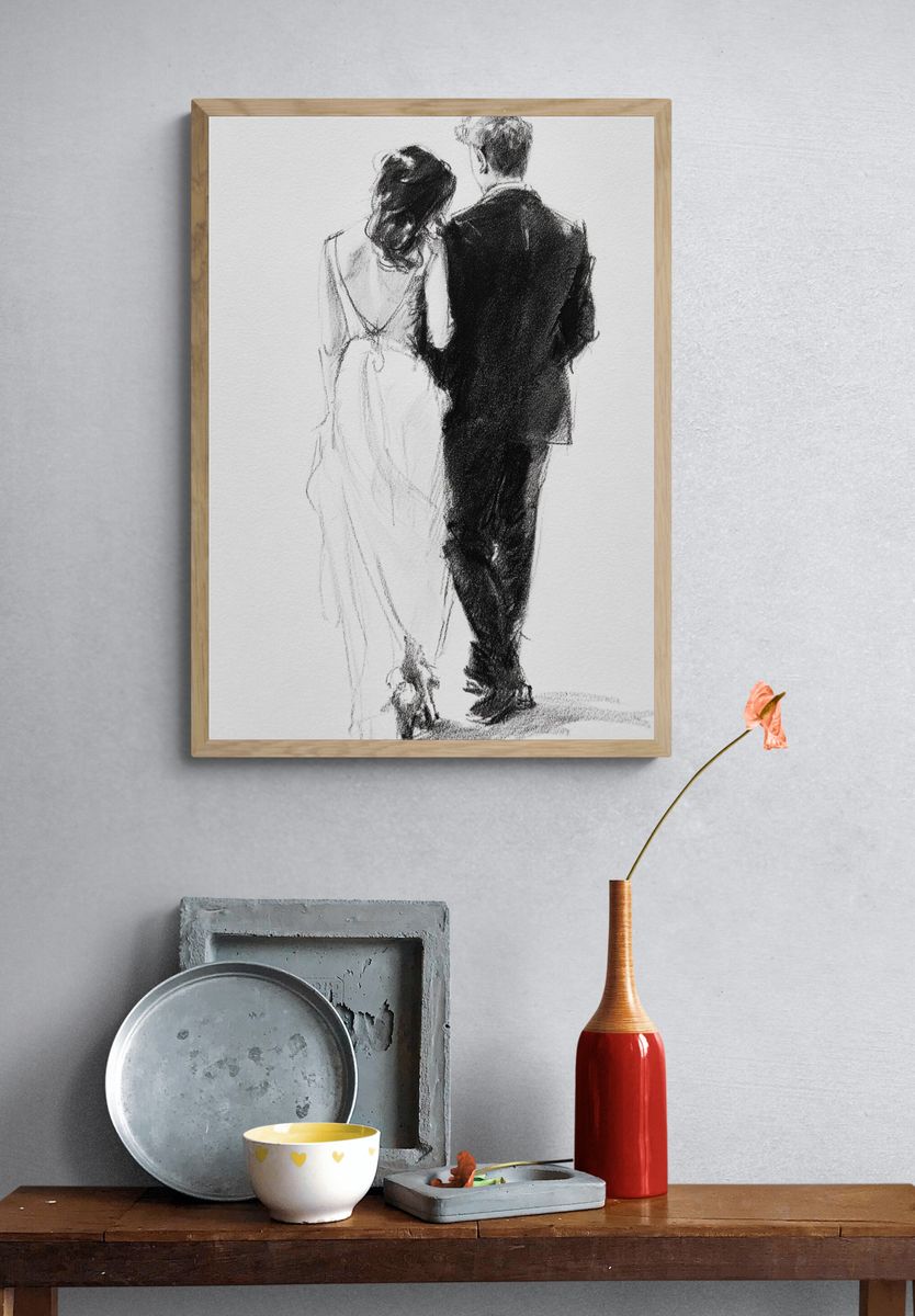 Couple in Love — Minimalist Print. — room view 3
