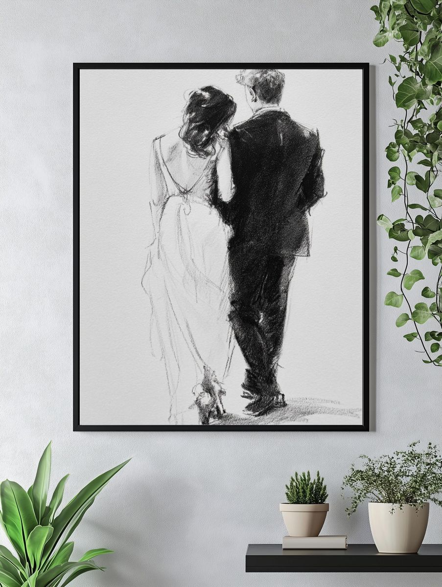 Couple in Love — Minimalist Print. — room view 4