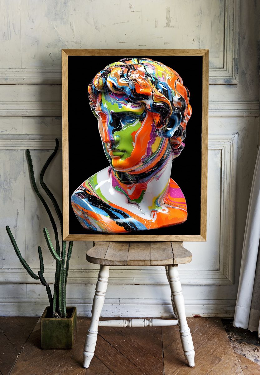 Colorful Marble Bust — Fine Art Print. — room view 1