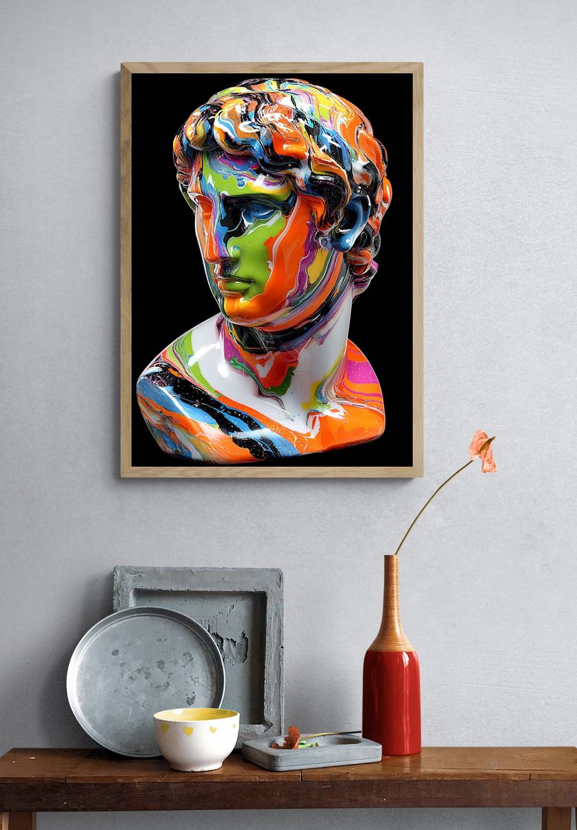 Colorful Marble Bust — Fine Art Print. — room view 3