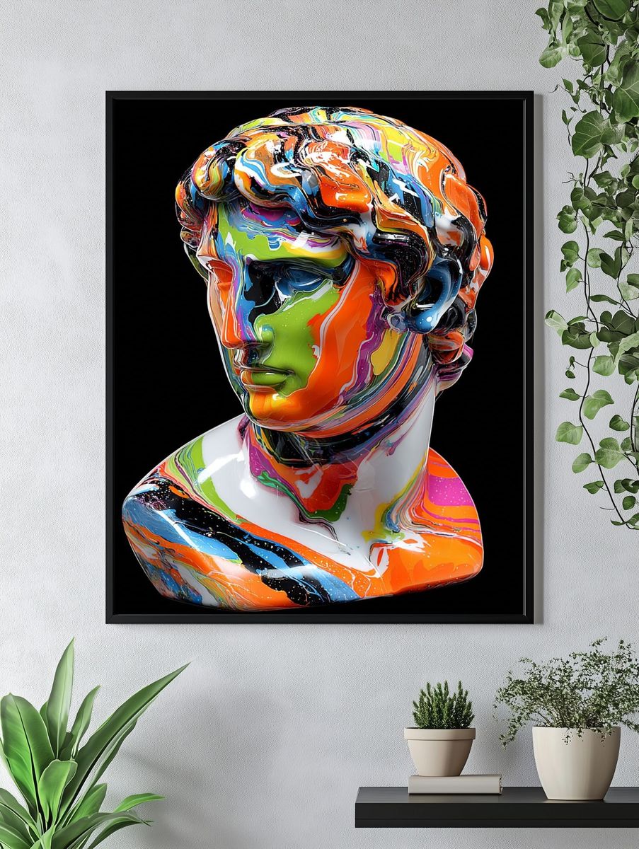 Colorful Marble Bust — Fine Art Print. — room view 4