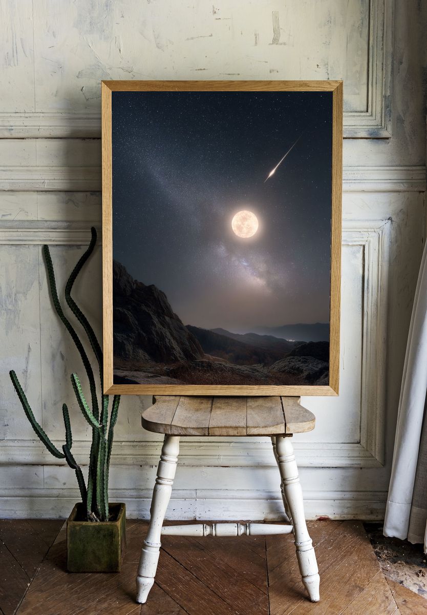 Celestial Moonlit Landscape Poster room preview