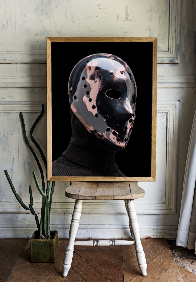Chrome Mask Portrait Print. — room view 1