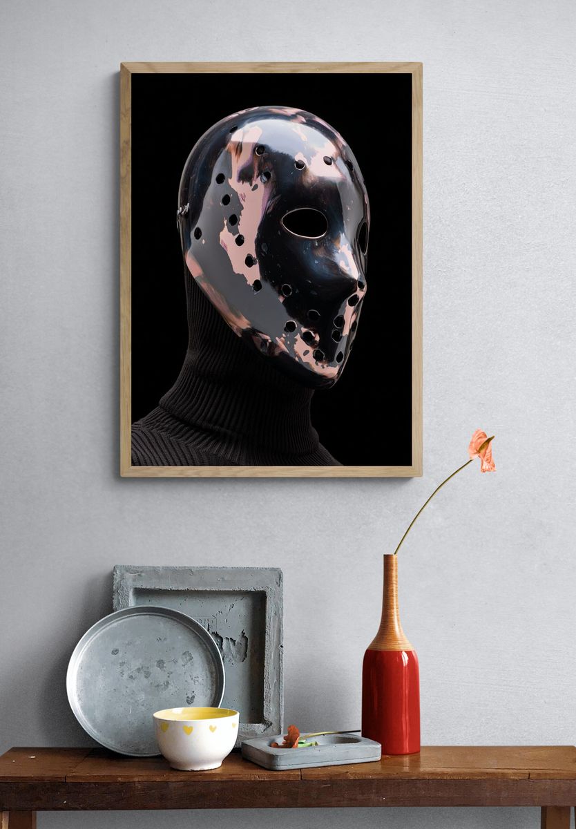 Chrome Mask Portrait Print. — room view 3