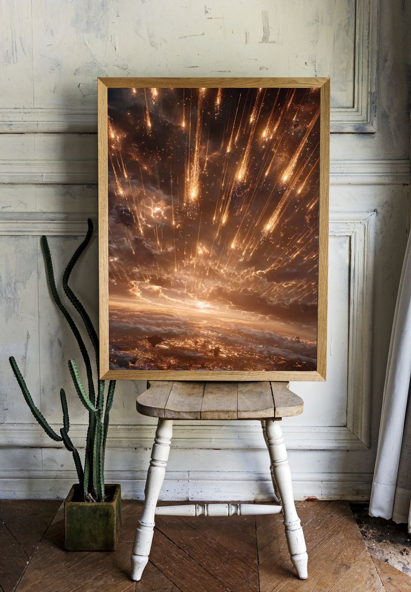 Cosmic Meteor Shower — Space Print room preview